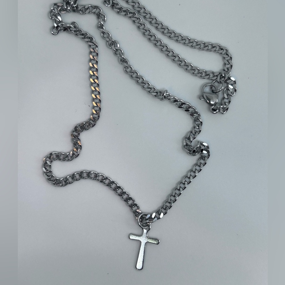 Stainless steel cross necklace 20” crucifix pendant men’s - Picture 1 of 7